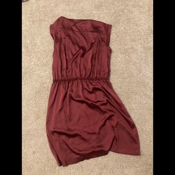 LOFT Button Down Shirtdress in Crimson Satin - Picture 2 of 6